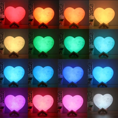Personalized 3D Heart Shaped Moon Lunar Lamp with Photo and Message Customization