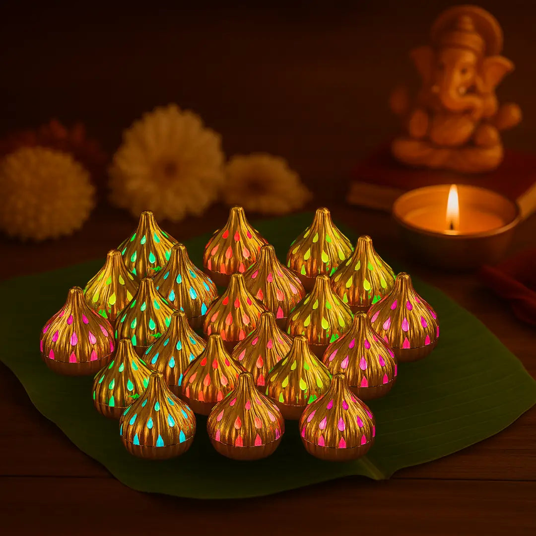 LED Modak Shaped Light - Multicolor Flickering | Battery Operated | Perfect for Ganesh Chaturthi, Diwali & Festive Decor