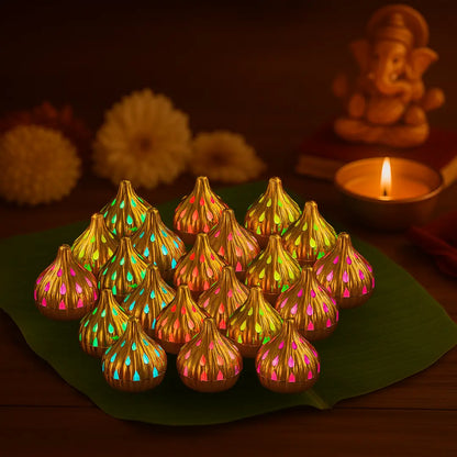 LED Modak Shaped Light - Multicolor Flickering | Battery Operated | Perfect for Ganesh Chaturthi, Diwali & Festive Decor