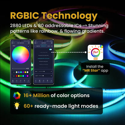RGBIC COB Addressable LED Strip Light 5m Kit