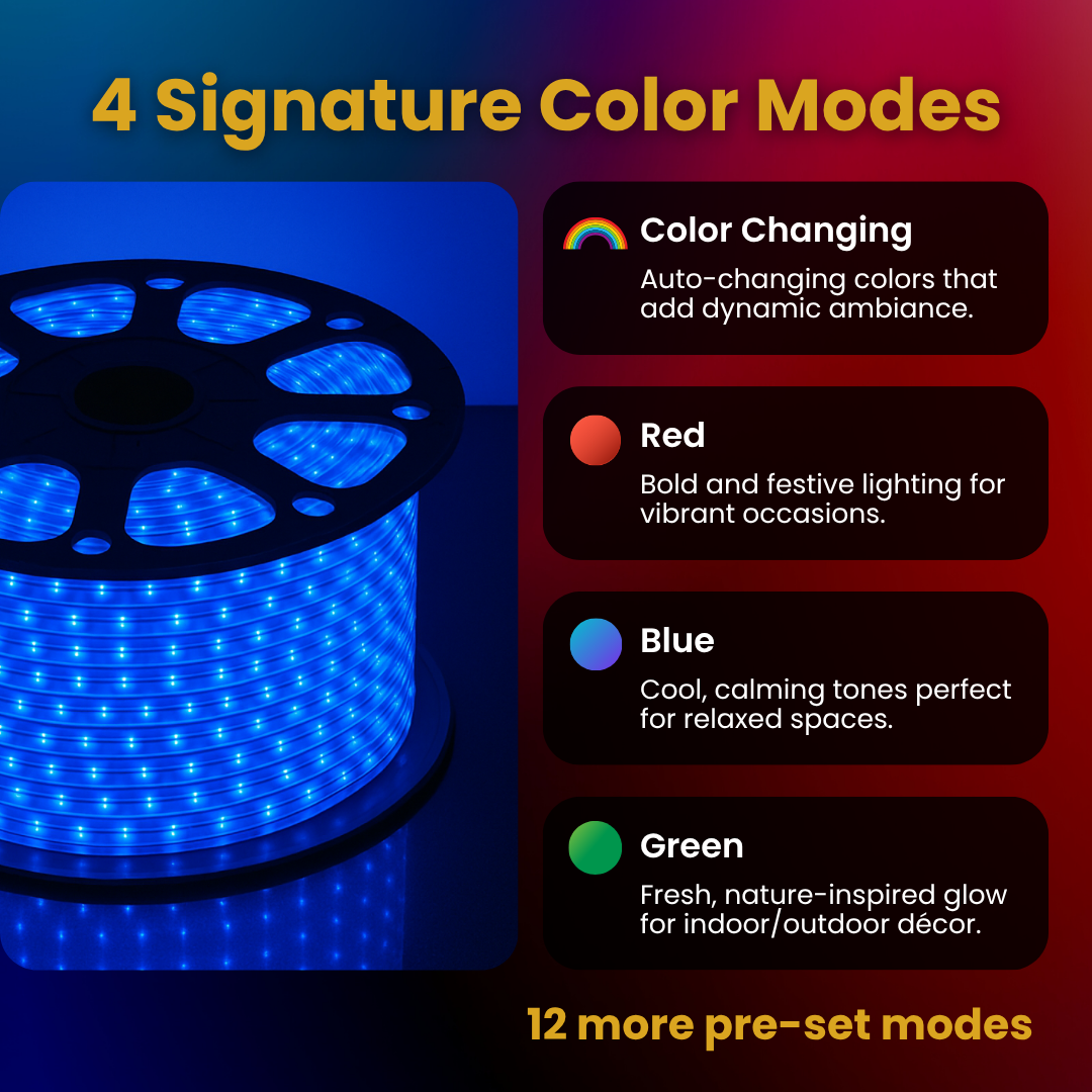LED RGB Strip Rope Light | IP67 Waterproof Multi Color Changing
