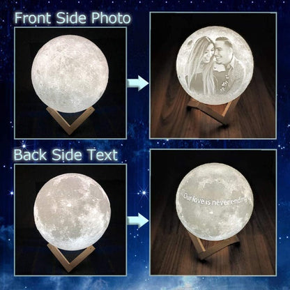 Personalized 3D Moon Lunar Lamp with Photo and Message Customization