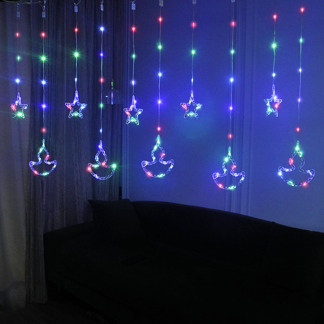 3 in 1 - Diya + Star Curtain Lights