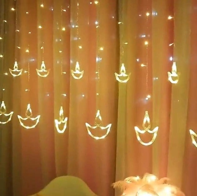 Diya Curtain Lights | Warm White LED | Diwali Decoration