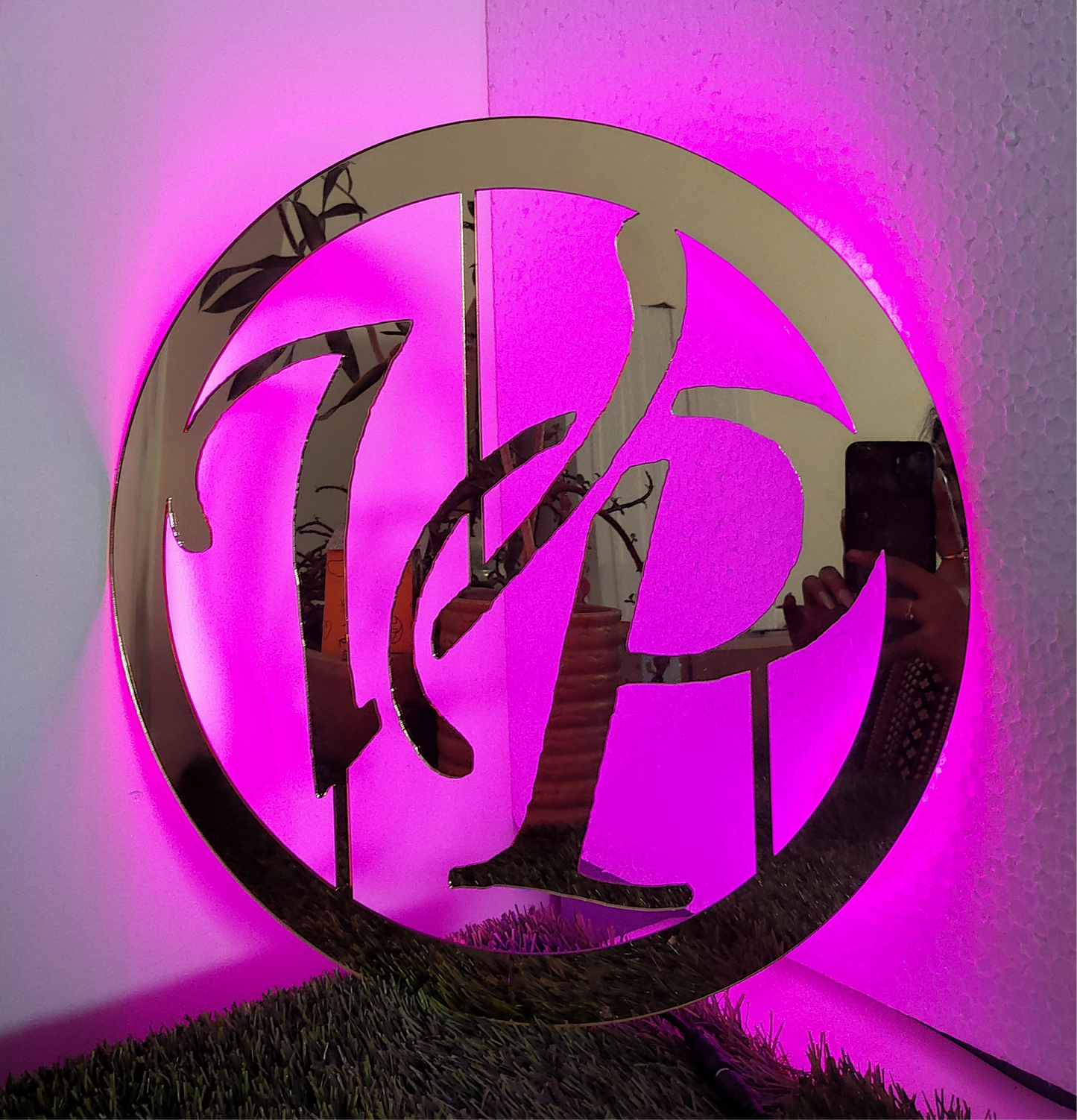 LED Golden mirror acrylic name plate