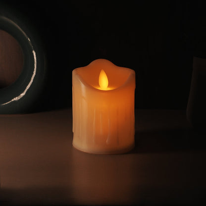 LED Moving Flame Pillar Candle - Dripping Ivory