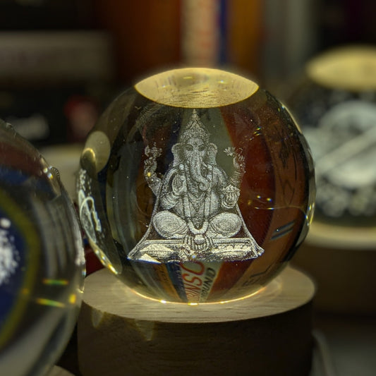 Shree Ganesha Lamp 3D Crystal Ball Lamp
