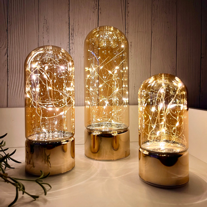 Glass Table Lamps with Fairy Lights | Bell Jar Top