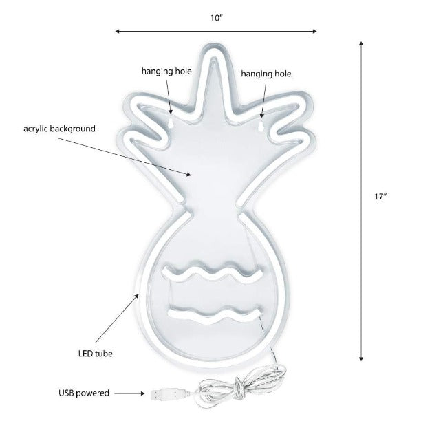 Pineapple Neon Sign Light Wall Hanging | USB Operated