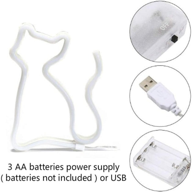 Cat Neon Sign Light | Battery & USB Operated