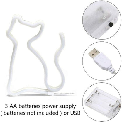 Cat Neon Sign Light | Battery & USB Operated