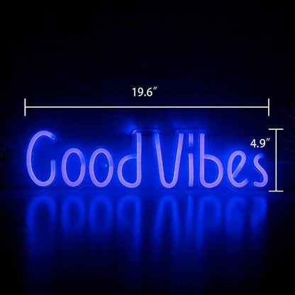 Good Vibes - Blue Neon Sign Light Wall Hanging | USB Operated