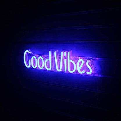 Good Vibes - Blue Neon Sign Light Wall Hanging | USB Operated