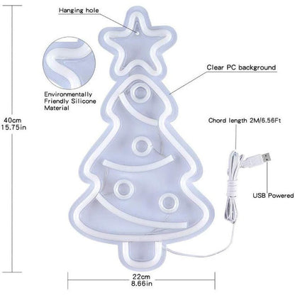 Christmas Tree Neon Sign Light Wall Hanging | USB Operated