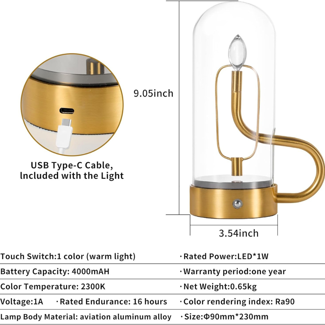 Lumina Magnetic Swinging Flame Glass Shade Candle Lamp