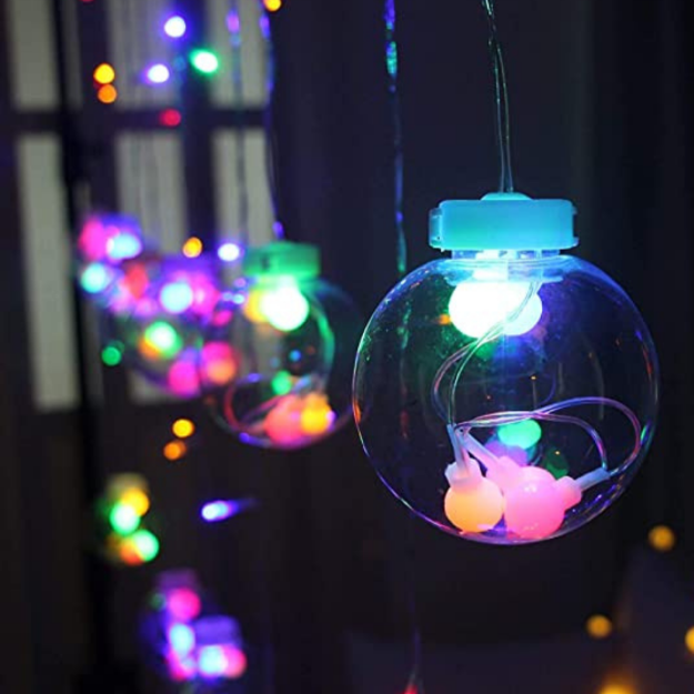 Wish Ball Curtain Lights | 12 Wish Balls | Multi LED | Diwali Decoration