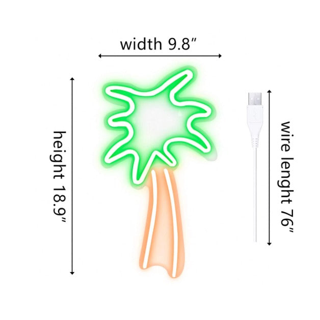 Palm Tree Neon Sign Light Wall Hanging | USB Operated