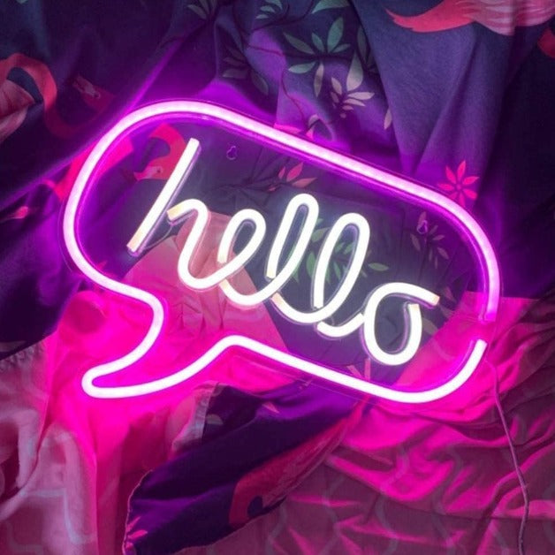 Hello Neon Sign Light Wall Hanging | USB Operated