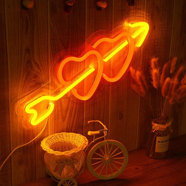 Cupid Hearts Neon Sign Light Wall Hanging | USB Operated