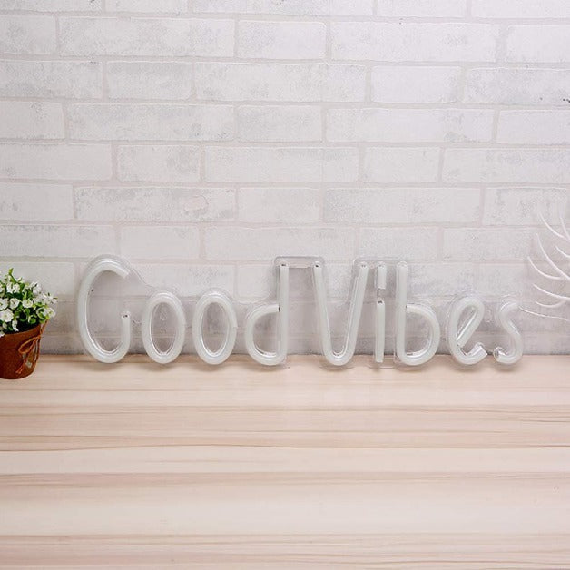 Good Vibes - Blue Neon Sign Light Wall Hanging | USB Operated