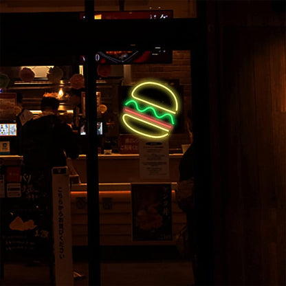 Burger Neon Sign Light Wall Hanging | USB Operated