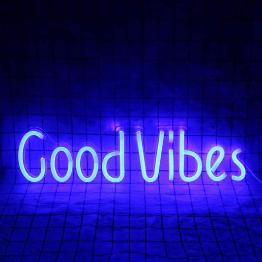 Good Vibes - Blue Neon Sign Light Wall Hanging | USB Operated