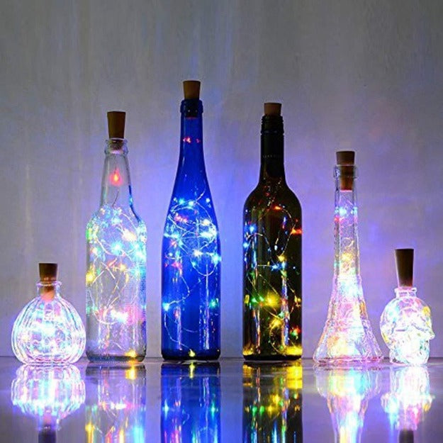 Copper Wire Fairy LED String Lights with Bottle Cork - Battery Operated | Multi LED