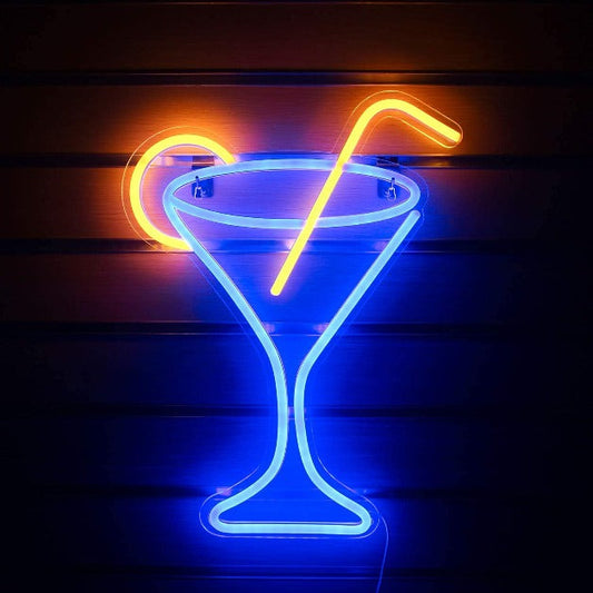 Cocktail Glass Neon Sign Light Wall Hanging | USB Operated