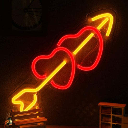 Cupid Hearts Neon Sign Light Wall Hanging | USB Operated