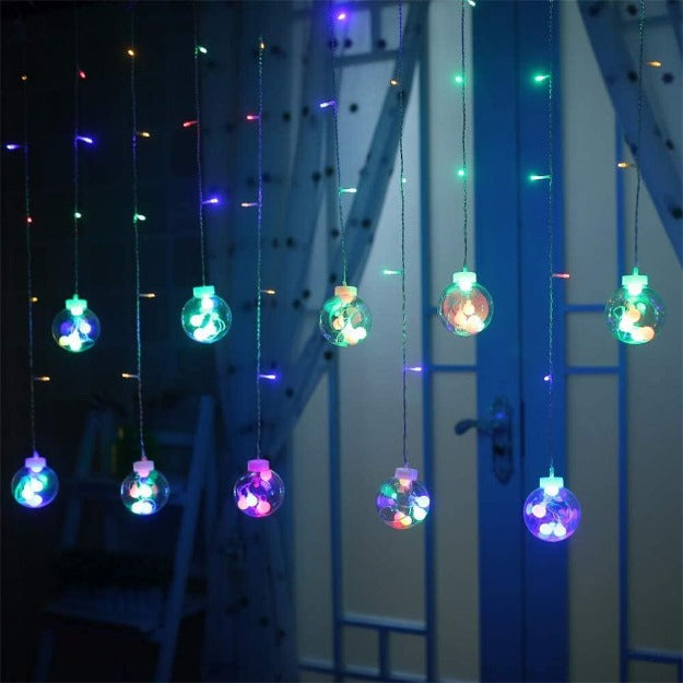 Wish Ball Curtain Lights | 12 Wish Balls | Multi LED | Diwali Decoration