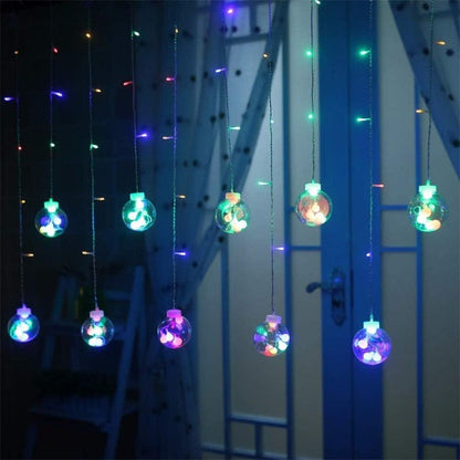 Wish Ball Curtain Lights | 12 Wish Balls | Multi LED | Diwali Decoration