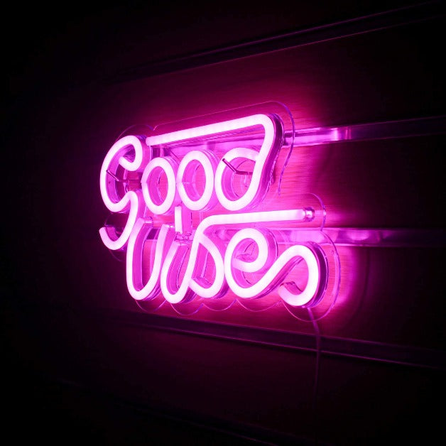 Good Vibes - Pink Neon Sign Light Wall Hanging | USB Operated