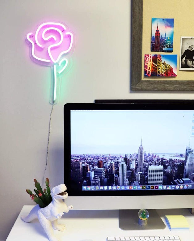 Rose Neon Sign Light Wall Hanging | USB Operated