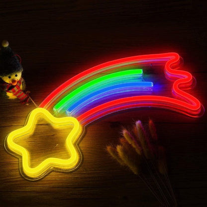 Shooting Star Neon Sign Light Wall Hanging | USB Operated