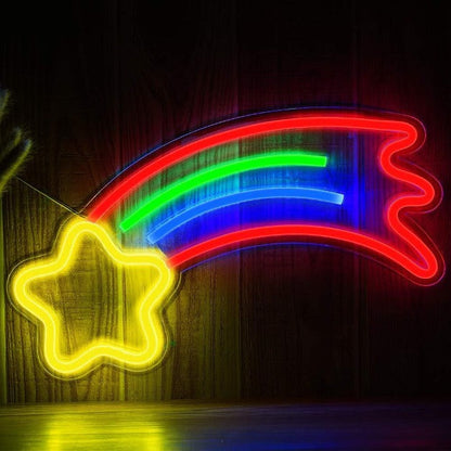 Shooting Star Neon Sign Light Wall Hanging | USB Operated