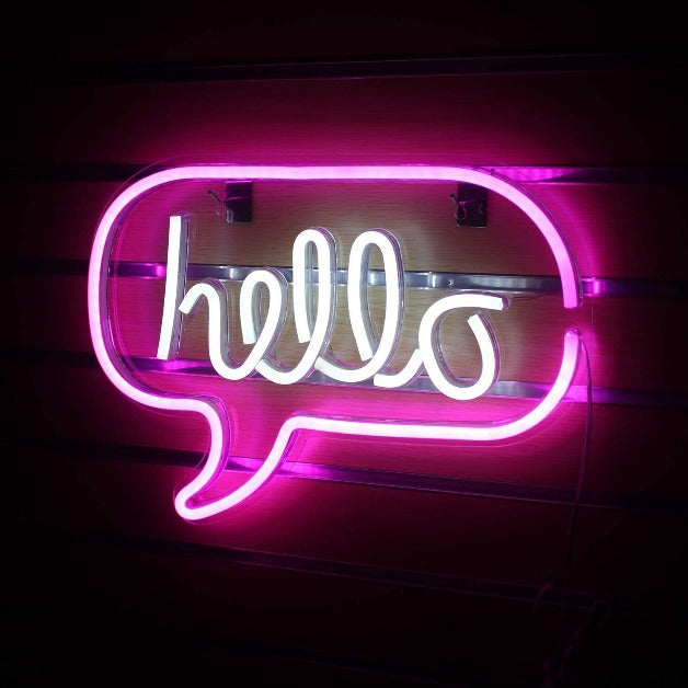 Hello Neon Sign Light Wall Hanging | USB Operated