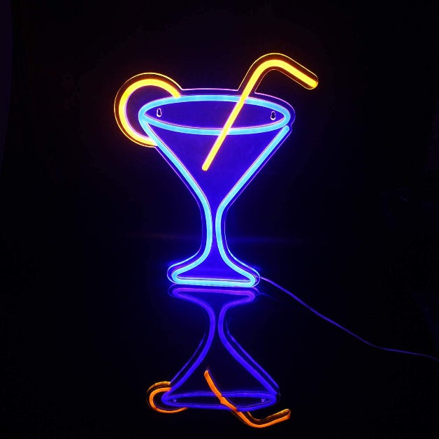 Cocktail Glass Neon Sign Light Wall Hanging | USB Operated