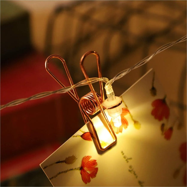 Rose Gold Photo Clips Lights - Warm White LED