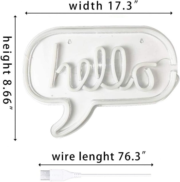 Hello Neon Sign Light Wall Hanging | USB Operated