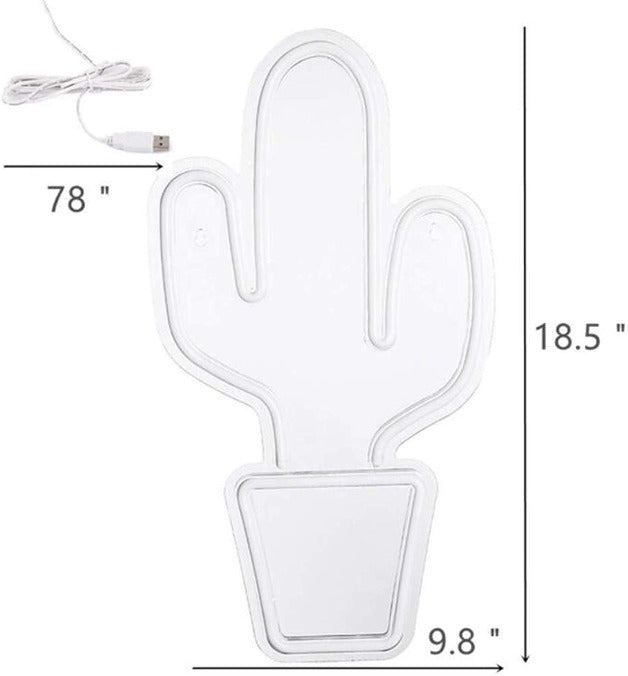 Cactus Neon Sign Light Wall Hanging | USB Operated