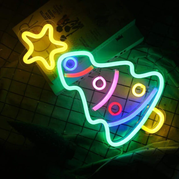 Christmas Tree Neon Sign Light Wall Hanging | USB Operated