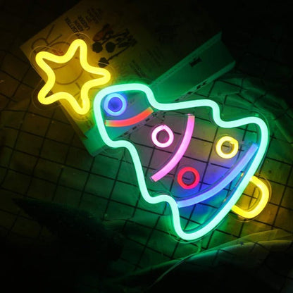 Christmas Tree Neon Sign Light Wall Hanging | USB Operated