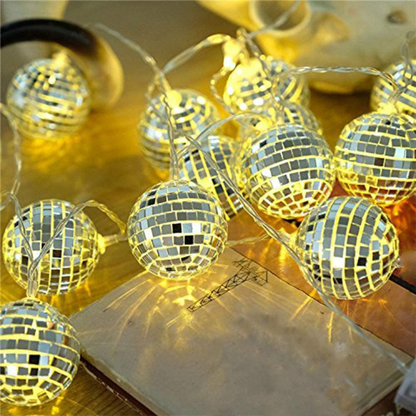 LED Disco Ball Mirror String Light | Warm White