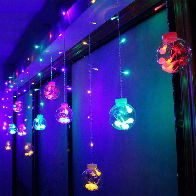 Wish Ball Curtain Lights | 12 Wish Balls | Multi LED | Diwali Decoration