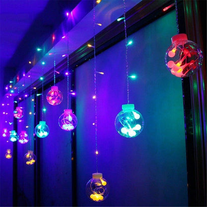 Wish Ball Curtain Lights | 12 Wish Balls | Multi LED | Diwali Decoration
