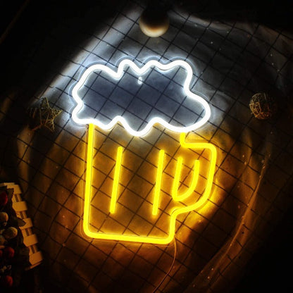 Beer Glass Neon Sign Light Wall Hanging | USB Operated