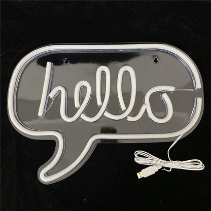 Hello Neon Sign Light Wall Hanging | USB Operated