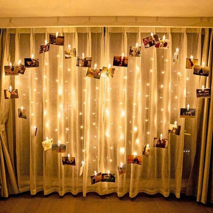 LED Curtain with Photo Clips | Heart Shape