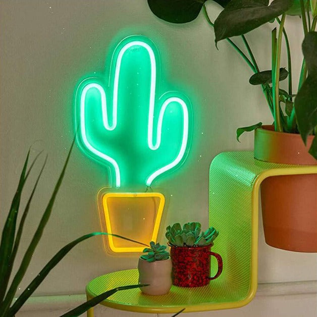 Cactus Neon Sign Light Wall Hanging | USB Operated
