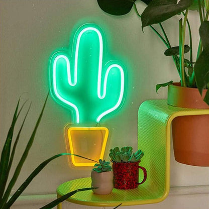 Cactus Neon Sign Light Wall Hanging | USB Operated